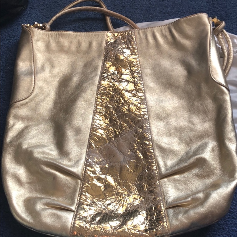 Beautiful gold Italian leather handbag